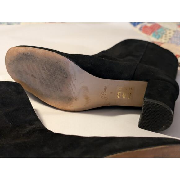 J. Crew Black Suede Round Toe High Ankle Back Zip Chunky Heel Boot Womens Sz 9 - Picture 8 of 12